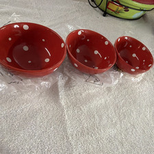 Temp-tations 3-Pc Ceramic Bowl Set Red/White ...