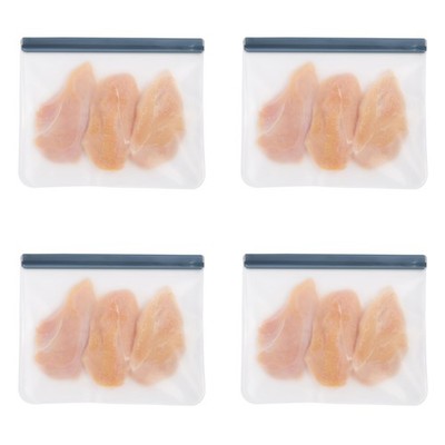 OGGI Reusable Food Storage Bags - Set of 4, 12x10'' Set/4 - 12x10'', Clear 