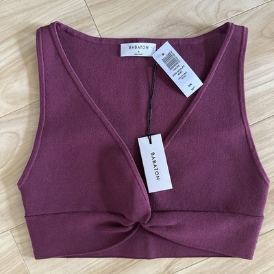 Babaton By Aritzia Eco Sculpt Knit crop top  Size M Grapevine  NWT