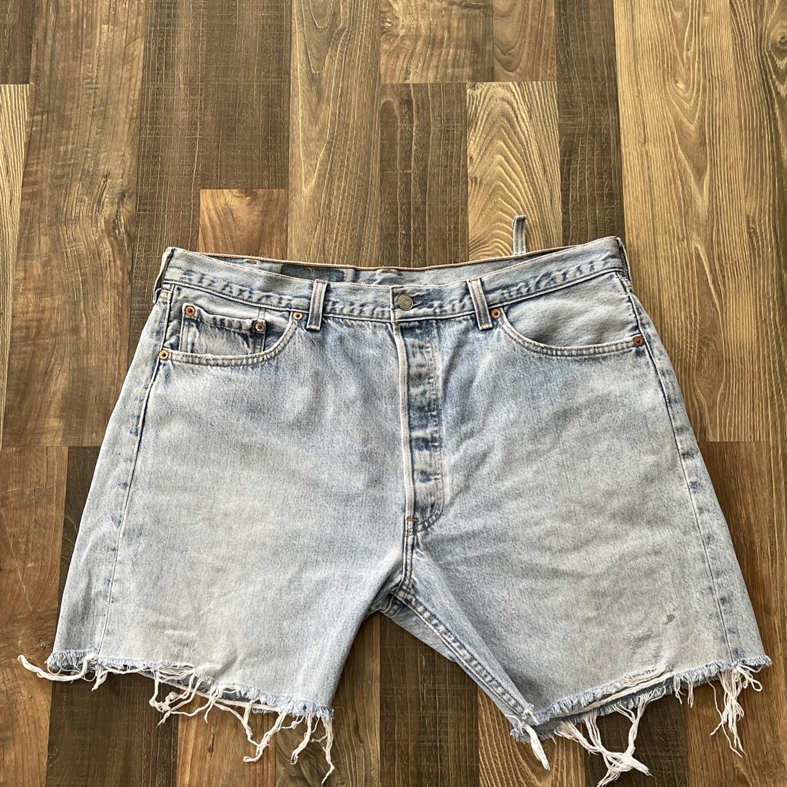 Levi's 501xx Button Fly Denim Shorts Size W38 L 6 Cut Off Shorts Made in USA