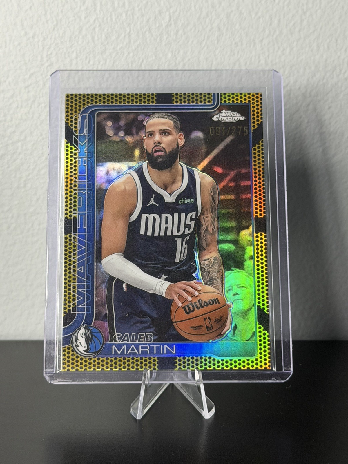 2025-26 Topps Chrome Yellow BB Refractor Caleb Martin #87 Dallas Mavericks /275