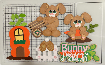 Bunny Patch Carrots FIVE piece EASTER premade paper piecing scrapbook die cut3D