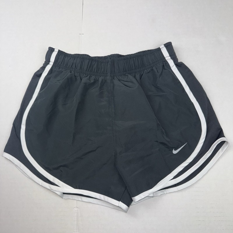 Nike Dri-FIT Girls XS Gray/White Mesh Running Shorts Drawstring Breathable