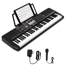 61-Key Electronic Keyboard Piano for Beginners with 200 Tones  Rhythms, Micr...
