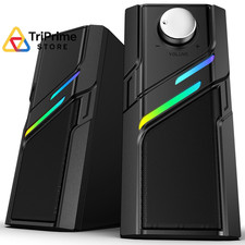 Computer Speakers for Desktop PC with Easy Knob, Clear Powerful Black