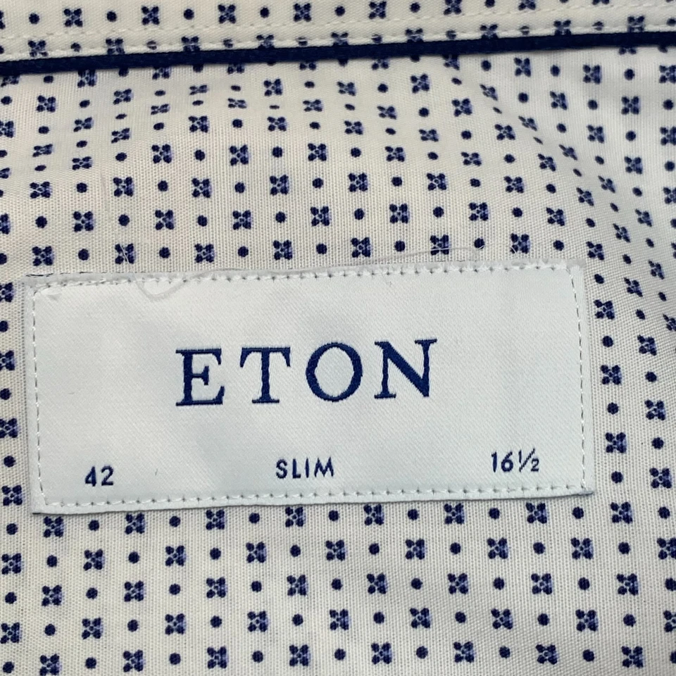 Camisas de vestir ETON para hombre con botones contemporáneas calce ajustado 100 % algodón floral 42 16,5 Foto 4 de 4