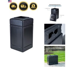 732101 Open-Top Indoor/Outdoor Square 42 Gallon Large Waste Trash Container B...