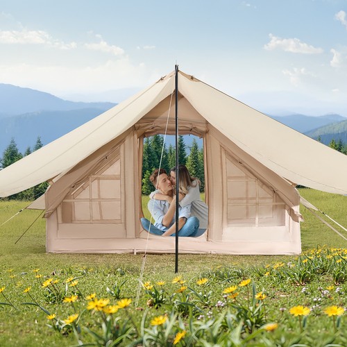 Aufblasbares Zelt 3-5 Personen Glamping Zelt mit Pumpe Baldachin 3x2x2m - Bild 8 von 12