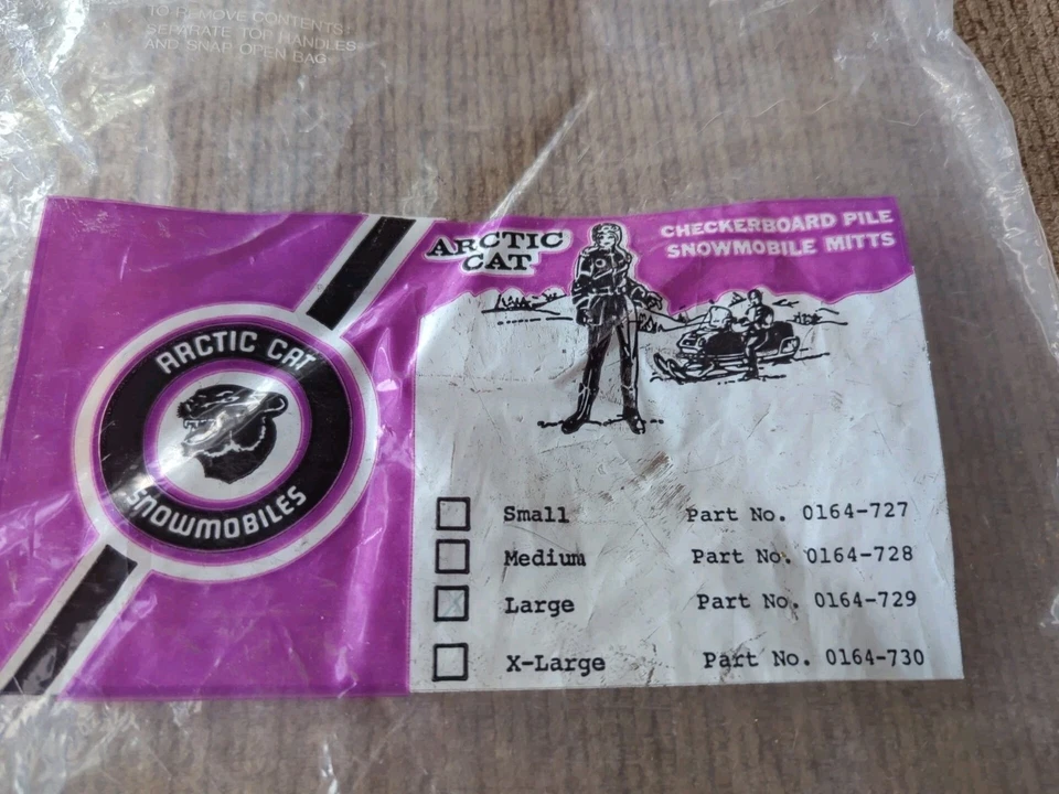 Mitones para moto de nieve vintage L cuero Arctic Cat N.O.S. Raro Foto 4 de 4