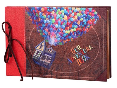 Our Adventure Book with Balloon House, Leather Cover Up Themed Vintage Scrapb...
