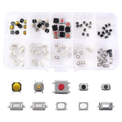 100 Stück 10 Wert taktile Drucktastenschalter, Micro Momentary Tact Sortiment Kit