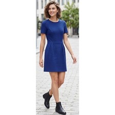 Madewell Blue Black Striped Textured Knit Mini Dress Short Sleeve Size 2