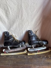 Vintage 1960's CCM Bobby Hull Pro OKA Black Leather Hockey Skates Sz 8.5 Mens