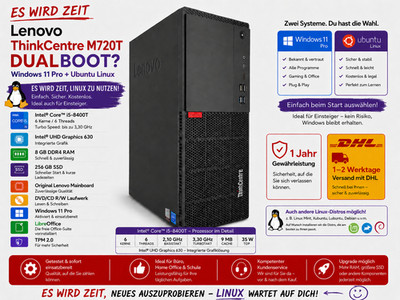 ThinkCentre M720t Desktop PC i5 8th 8GB 256GB SSD Win11/Linux TPM2.0