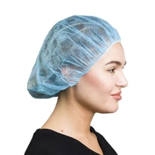 Unisex Polypropylene Bouffant Caps 100 Pack, Blue 21" Disposable Hair Covers