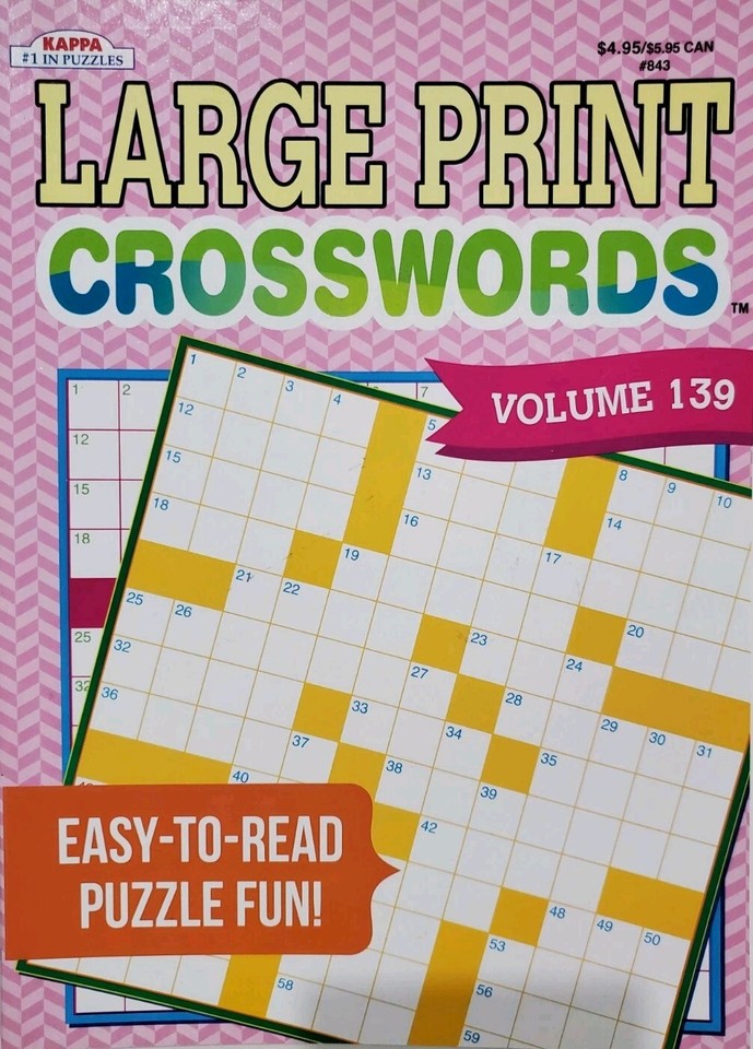 4 Kappa Puzzles Large Print Crosswords Activity Books Vol# 138-166 Easy ...
