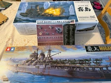 WW2 IJN Ship models Kirishima & Mogami new&unassembled in pristine boxes. 