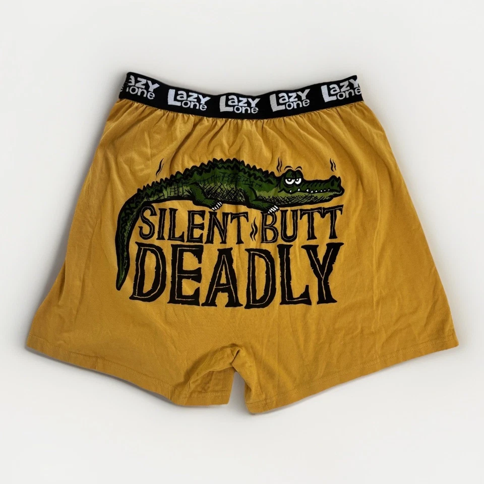 Calzoncillos Boxer Lazy One Hombres Grandes Amarillo Algodón Silencioso Culo Mortal Cocodrilo Divertidos Foto 2 de 4