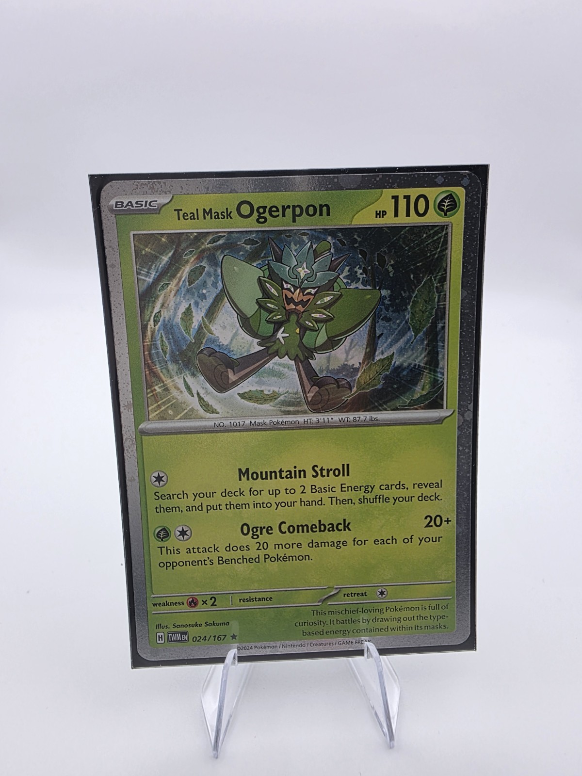 Teal Mask Ogerpon 24/167 NM Cosmos Holo Swirl Promo Pokemon Twilight Masquerade