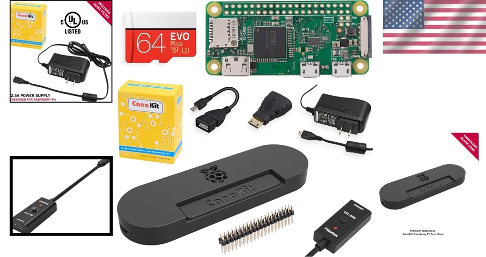Raspberry Pi Zero W Wireless Starter Kit - 64GB Premium Edition with Black Case - Image 2 of 4