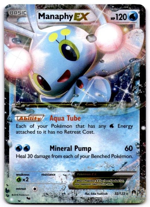 Manaphy EX 32/122 Holo EX Rare BREAKpoint Pokemon Holo Near Mint