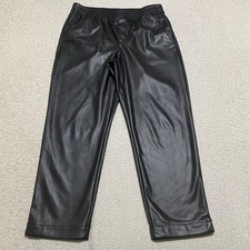 Old Navy Womens Medium Pants Black High Rise Straight Faux Leather Ankle Pull On