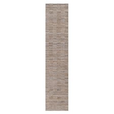 2'7"x12' Brown Modern Grid Pattern Hand Loomed Polyester Runner Rug 92206