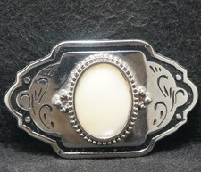 XE07158 SWEET VINTAGE 1970s  WHITE STONE  NATURE UNISEX FASHION BELT BUCKLE