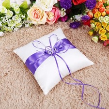 ›Wedding Ring Bearer Holder Pillow Cushion With Bowknot Stain Double Hearts