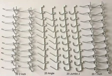 (80 Pack) Garage Tool Pegboard Display. 20 Ea of  1", 2", Angle, and J Peg Hooks