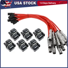 6 Ignition Coil & 12 Spark Plug Wire For Mercedes-Benz C CL CLK ML320 E500 Class