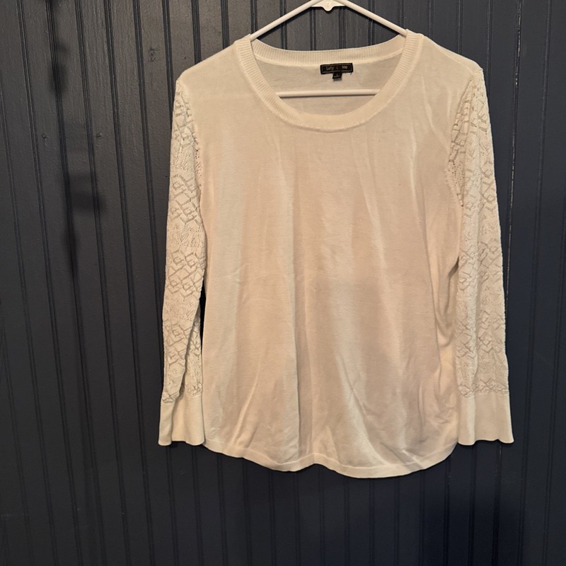Lety & Me Womens Long Sleeve Blouse Size L. Lace Sleeves EUC