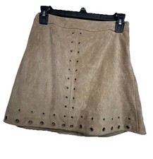 Express Women's Light Brown Faux Suede Skirt With Metal Circle Accents Sz. 0 NWT