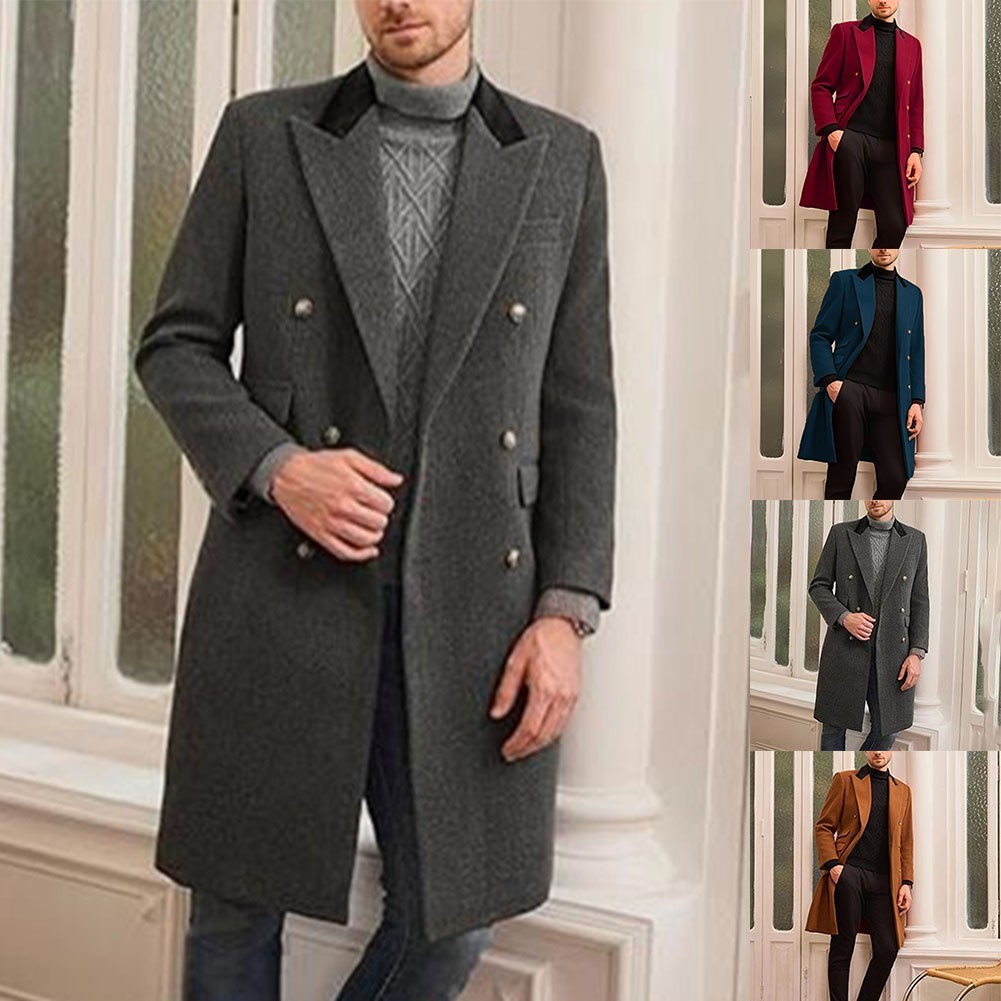 FILA Cappotto uomo invernale con collo a rovescio due file giacca lunga per freddo