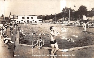 MT LEBANON Pennsylvania postcard RPPC Allegheny County swimming pool Pittsburgh