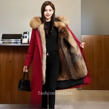Women's Rabbit Fur Parka Jacket Winter New Mink Fur Inner Liner Cotton Jackets
