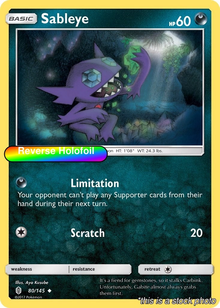 Reverse Holofoil - Sableye - 80/145 - SM - Guardians Rising - NM