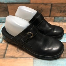 Clarks Mules Slip On Black Leather Women's Size 10 M