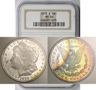 1879-S Morgan Dollar $1 MS 64 NGC Rainbow Crescent Color Toned