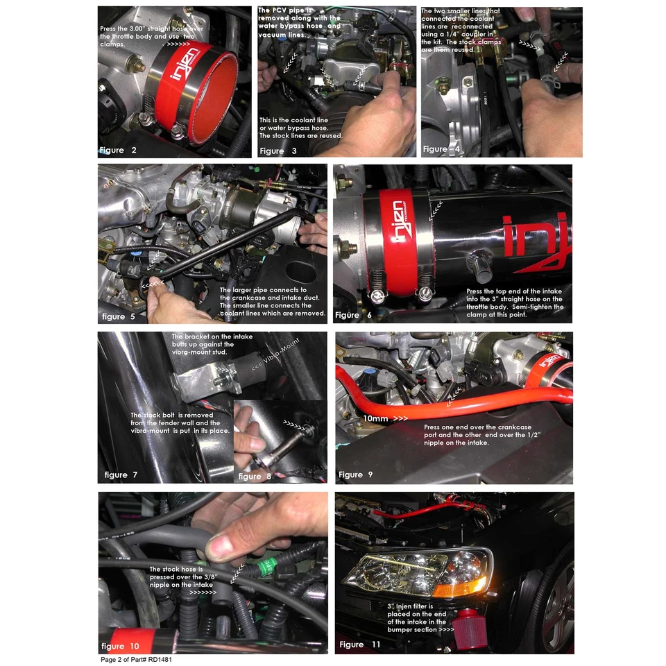 Entrada de aire frío de aluminio Injen RD1481BLK para 2001-03 Acura CL TL tipo S 3,2 L V6 Foto 4 de 4