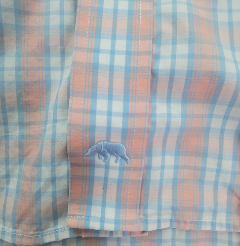 Onward Reserve Mens M Plaid Shirt Tailored Fit Button Down Cotton Blue Pink - Picture 9 of 11