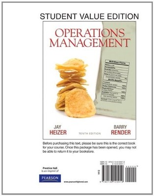 OPERATIONS MANAGEMENT, STUDENT VALUE EDITION (10TH By Jay Heizer & Barry Render