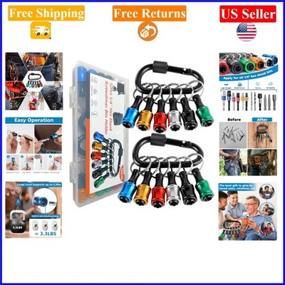 12pcs 1/4'' Hex Shank Aluminum Alloy Screwdriver Bit Holders Keychain Set