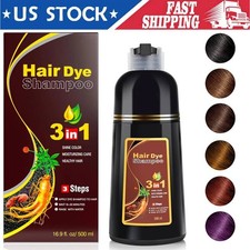 500ml 3 in 1 Hair Dye Shampoo Instant Color Dye Herbal Ingredients Gift US
