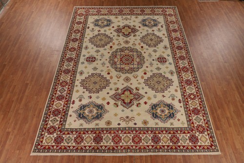 Beige Traditional Kazak Area Rug 10x13 Ft Hand-Knotted Oriental Wool Carpet - Picture 16 of 21