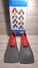 Speedo Unisex Youth Swim Training Fins Rubber Long Blade Red/Grey Used Lightly