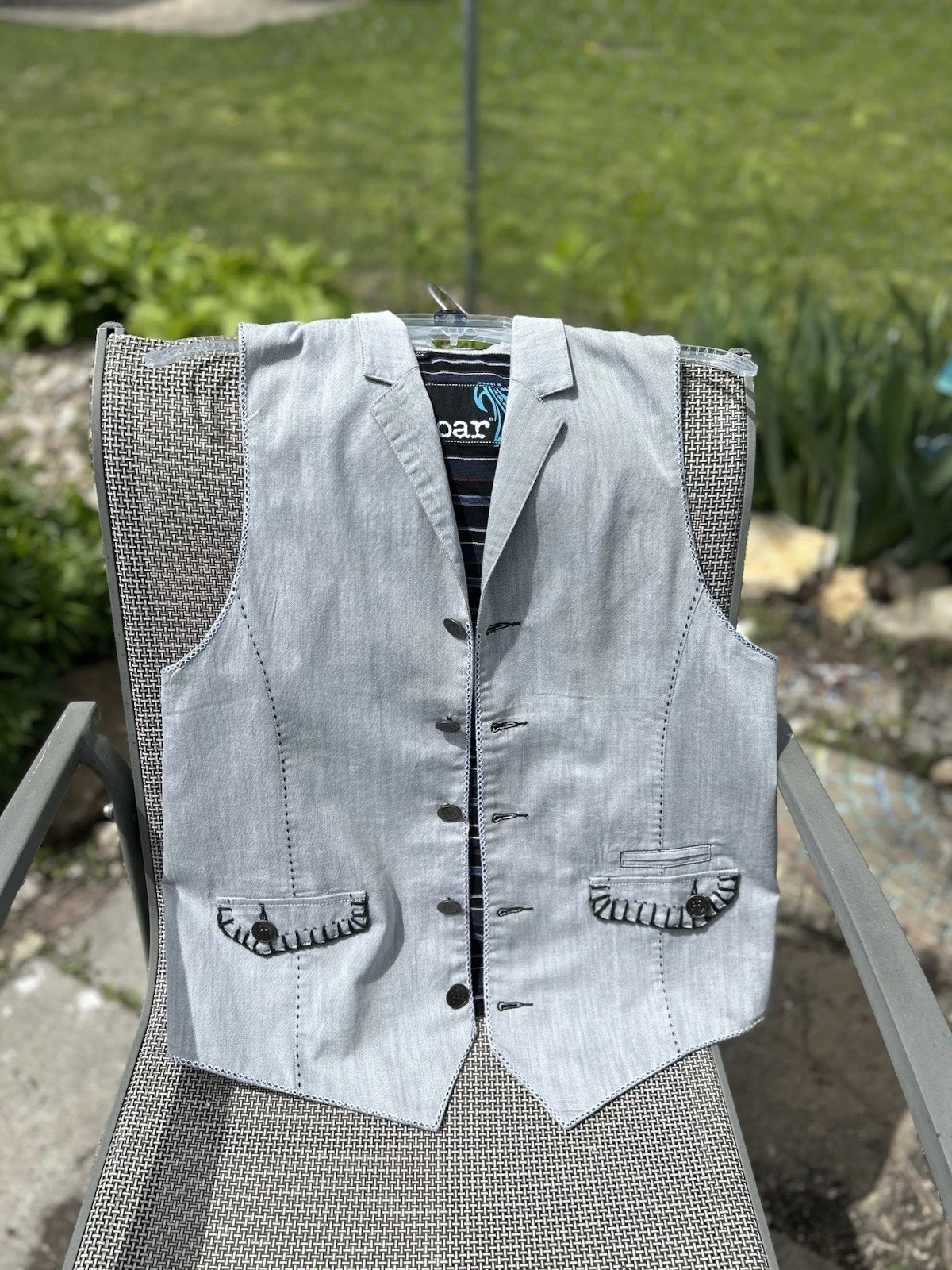 Roar Men’s Size XL Cotton Vest Quilted Back Striped Lined Adjustable Back Belt - product detail image 5