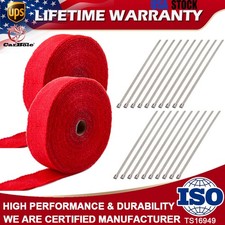 1 Or 2 Roll 2 X 50ft Exhaust Header Fiberglass Heat Wrap Tape Kit W Steel Ties