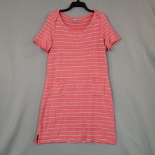 T by TALBOTS Women's Coral Striped Dress Size L Modal Blend Short Sleeve