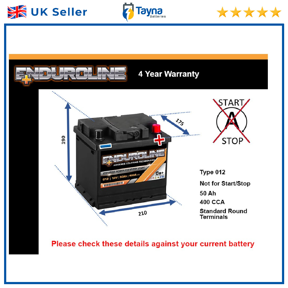 Battery fits MG MG TF MG ZR MG ZS METRO MAGNETTE MAESTRO EXPRESS 012